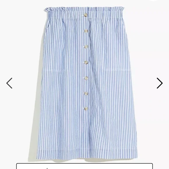 New: Madewell Paperbag Button Front Midi Skirt with Pockets - Picture 1 of 14